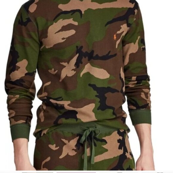 Polo Ralph Lauren Men's Camo Waffle-Knit Thermal Pajama Shirt in Medium - Picture 4 of 8